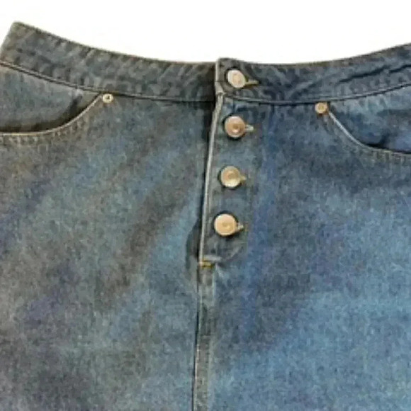 Forever 21 Button Front Jean Denim Skirt Junior Sz Small Business EUC - Picture 3 of 7